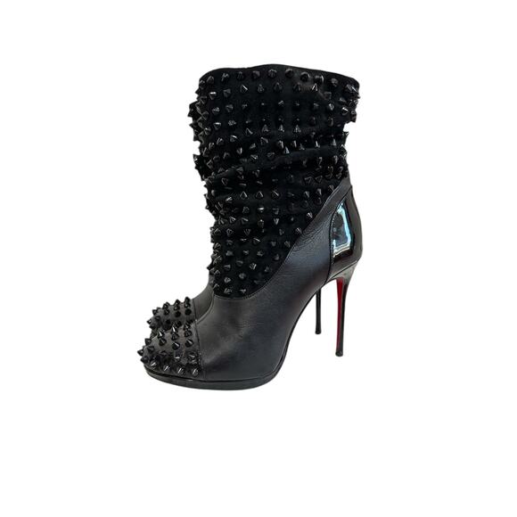 Christian Louboutin Womens Spike Wars Stiletto Booties Black Size 35 Leather - Picture 4 of 14